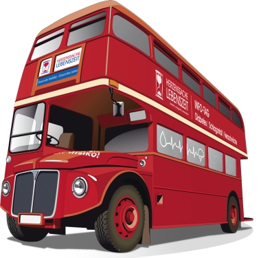 Geht online auf Tour: Der rote Doppeldeckerbus leistet online Aufklärung